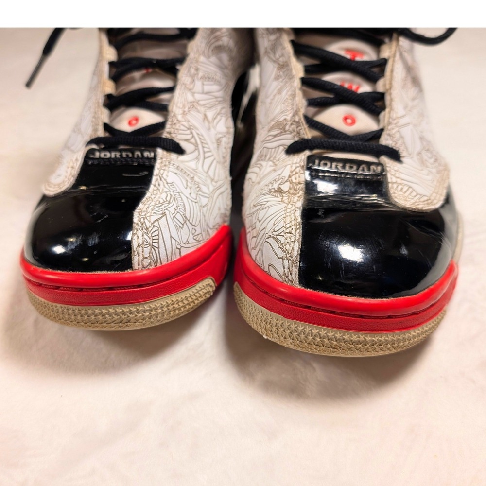 Jordan Dub Zero White Fire Red Black Laser Etched Kids Shoes Size 7Y - Picture 12 of 12
